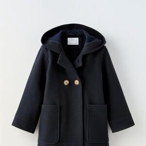 NWT size 11-12 Zara Kids Dark Blue Hooded Pea Coat